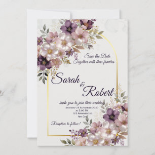 Élégant Faire-Part de Mariage Lavande Rose à Conse