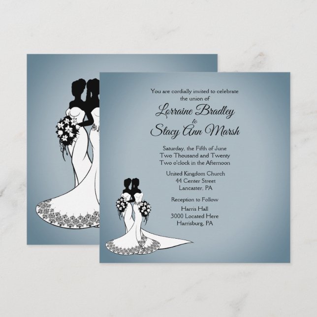 Élégant Faire-part de mariage lesbienne (Devant / Derrière)