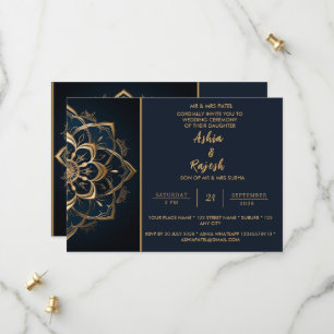 Elégant Faire-part de mariage Mandala Gold
