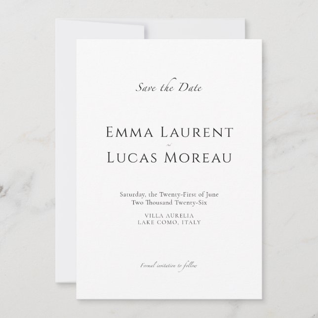 Élégant Faire-Part de Mariage Minimaliste Luxueux (Devant)