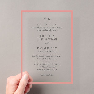 Élégant faire-part de mariage moderne rose corail