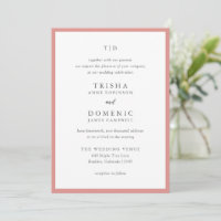 Élégant Faire-Part de Mariage Moderne Rose Corail