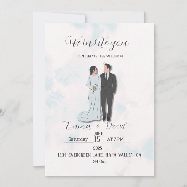 Élégant Faire-part de mariage moderne | Simple et  (Devant)