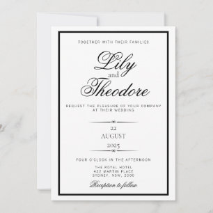 Elégant Faire-part de mariage Monochome