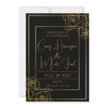 Élégant Faire-part de mariage noir & or