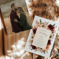 Elégant Faire-part de mariage photo florale automn