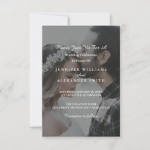 Élégant Faire-part de mariage photo gris et blanc