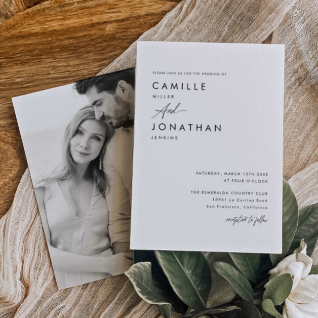 Élégant Faire-part de mariage photo moderne (Modern Elegant Wedding Photo Invitation)