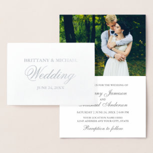 Élégant Faire-part de mariage photo Silver Foil