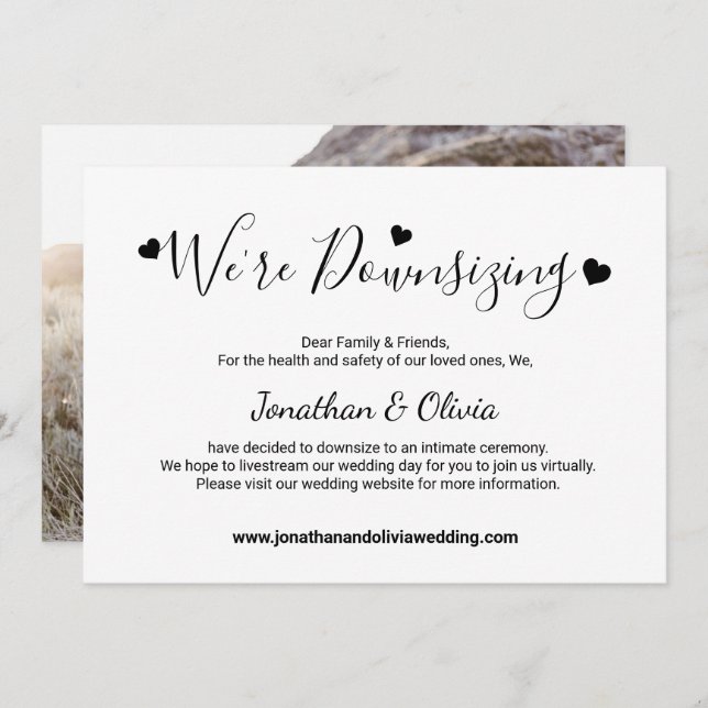 Élégant faire-part de mariage plus petit (Devant / Derrière)