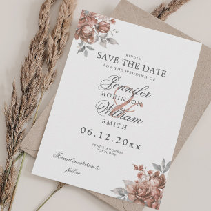 Élégant Faire-Part de Mariage Rose Gold Floral Rus