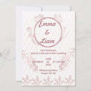 Élégant Faire-part de mariage Rose or - Minimalist