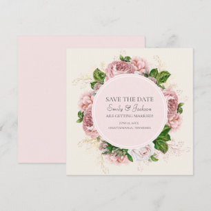 Élégant Faire-part de mariage rose poudré floral c