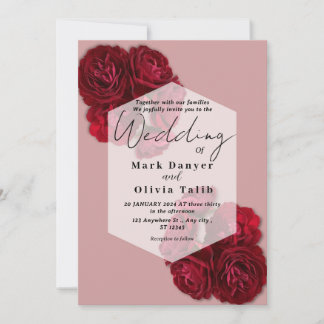 Élégant Faire-part de mariage Rose Rouge - Romanti