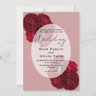 Élégant Faire-part de mariage Rose Rouge - Romanti