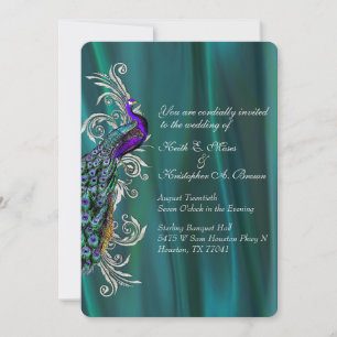Élégant Faire-part de mariage Satin Turquoise et P