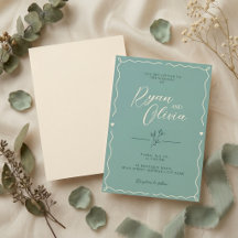 Élégant Faire-Part de Mariage Vert Sauge Minimalis