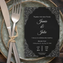 élégant faire-part de mariage vintage noir et blan