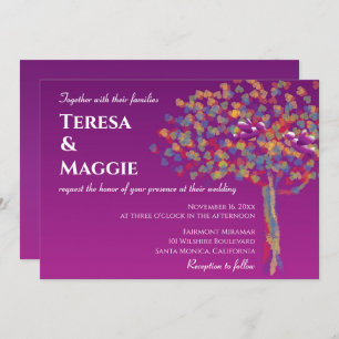 Élégant Faire-part de mariage violet de Cassis Lov