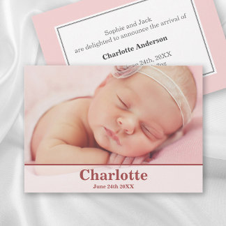 Elégant Faire-part de naissance moderne - Bébé ros