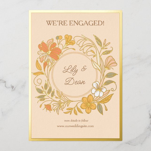 Élégant Faire-part floral Art Nouveau (Recto)