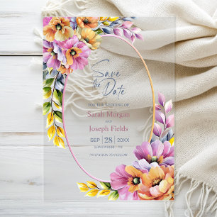 Élégant Faire-Part Floral Rose Et Orange