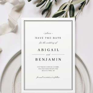 Élégant faire-part minimaliste noir et blanc pour