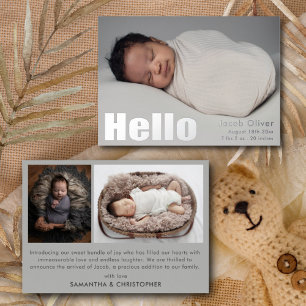 Élégant Faire-part photo pour bébé à huile d'argen