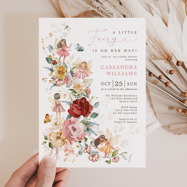 Elegant Fairy Flower Garden Girl Baby Shower Invitation (Creator Uploaded)