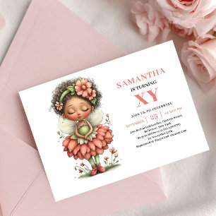 Elegant Fairy Girl Birthday Blush Pastel invites