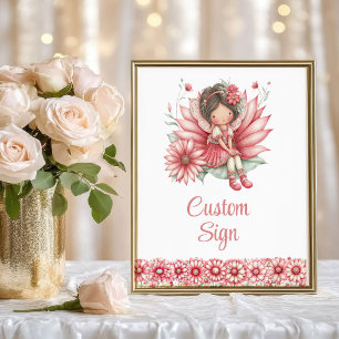 Elegant Fairy Girl Blush Floral Birthday Custom  Poster