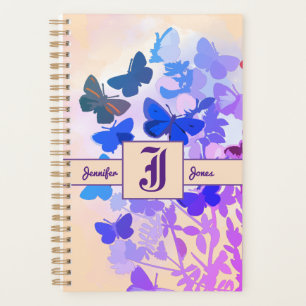 elegant fairytale butterfly purple monogram name planner