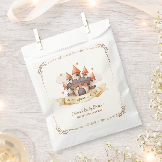 Elegant Fairytale Prince Castle Baby Shower Favour Bag (Clipped)