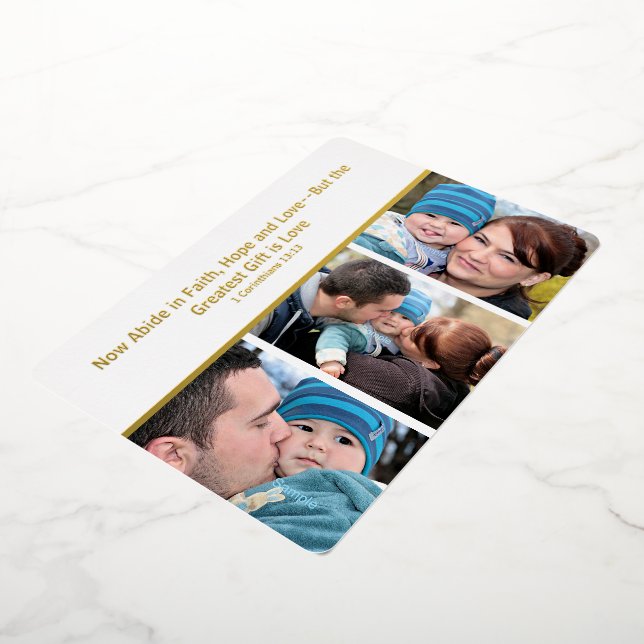 Elegant Faith Hope Love 3 Photo Foil Carte de vaca (Rotation)