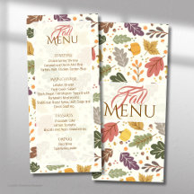 Elegant Fall Autumn Leaves Flat Menu