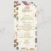 Elegant Fall Autumn Leaves Flat Menu