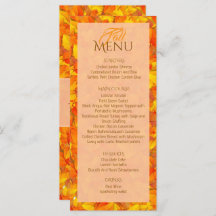 Elegant Fall Autumn Orange Leaves Flat Menu