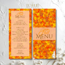 Elegant Fall Autumn Orange Leaves Flat Menu