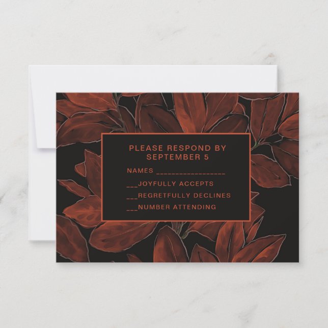 Elegant Fall Autumn RSVP Wedding Card (Front)