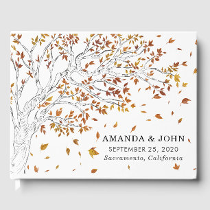 Elegant Fall Autumn Sketched Tree Wedding Guest Book