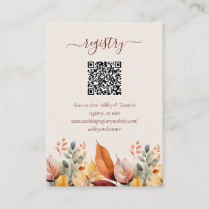 Elegant Fall Autumn Wedding Registry QR Code Enclosure Card