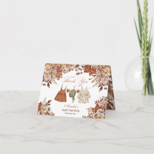 Elegant Fall Baby Clothesline Baby Shower Thank You Card