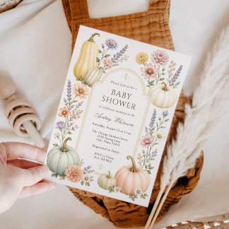 Elegant Fall Baby Shower | Wildflower Pumpkins Invitation