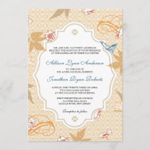 Elegant Fall Bohemian Autumn Wedding Invitation