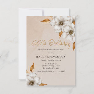 Elegant Fall Boho Chic Floral 66th Birthday Party Invitation