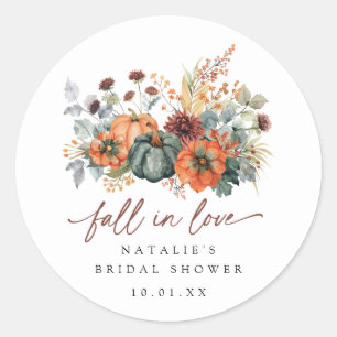 Elegant Fall Bridal Shower Classic Round Sticker