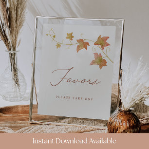 Elegant Fall Bridal Shower Favor Table Sign