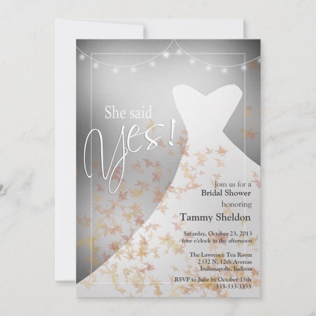 Elegant Fall Bridal Shower Invitation (Front)