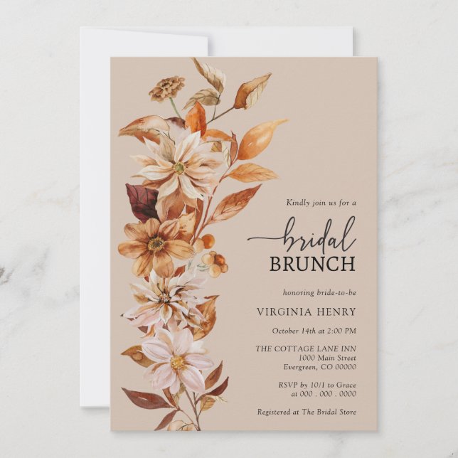 Elegant Fall Bridal Shower Invitation (Front)