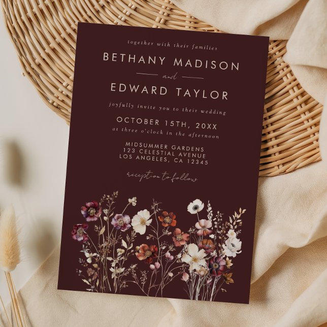 Elegant Fall Brown Floral Wedding Invitation (Creator Uploaded)